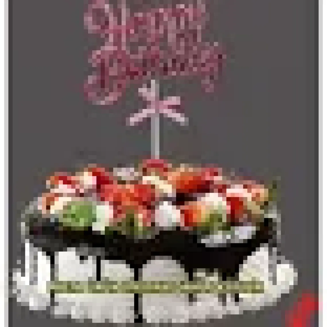 Süsle Bebek ve Parti Happy Birthday Pasta Süsü, 23CM x 12,5cm - Pembe