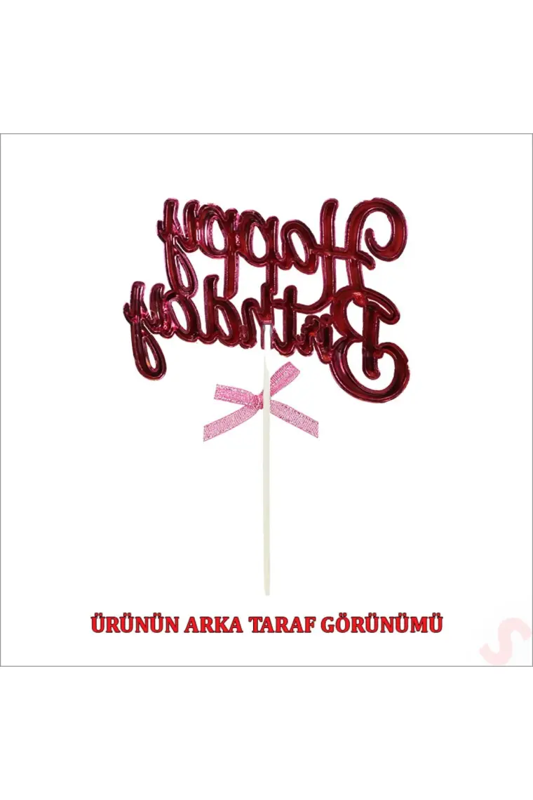 Süsle Bebek ve Parti Happy Birthday Pasta Süsü, 23CM x 12,5cm - Pembe