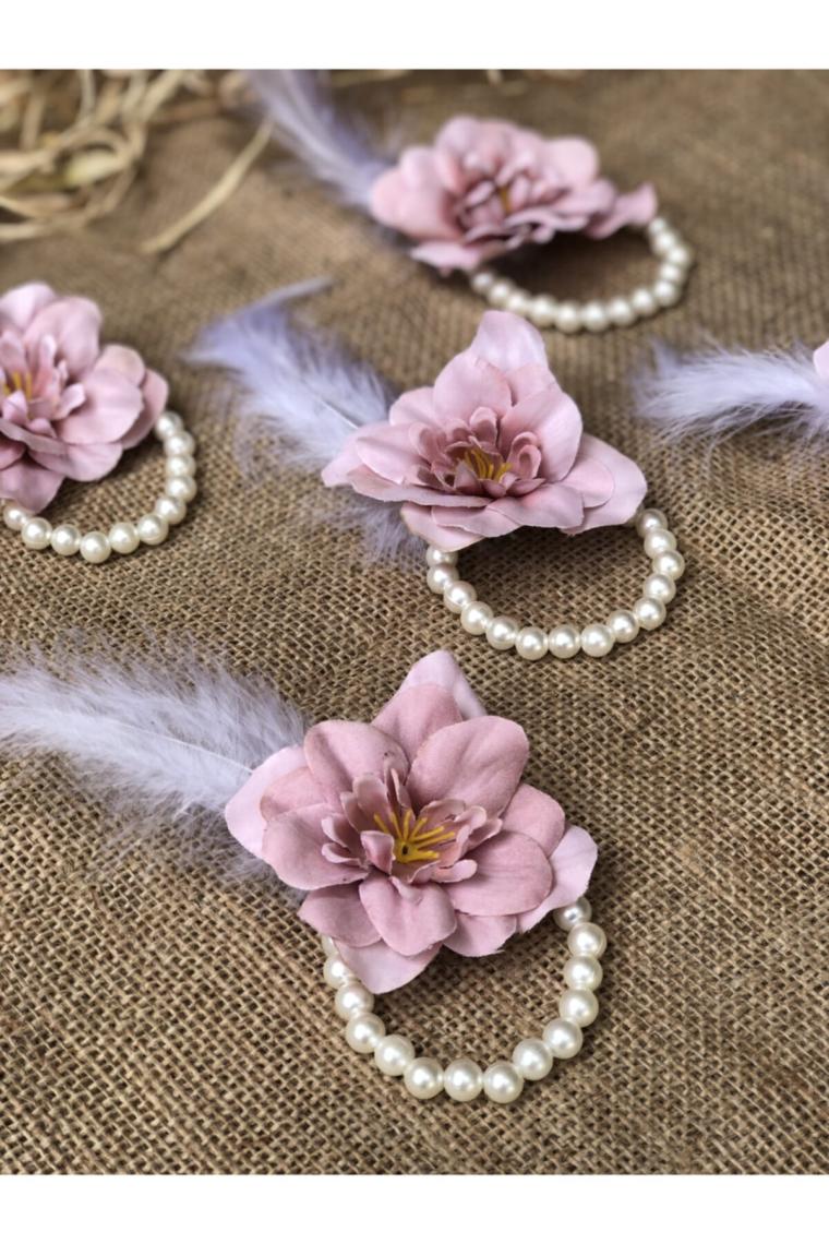 Hepsi Bayi Bride To Be Nedime Gelin Bilekliği Tüy ve Inci Boncuk Detaylı Pembe Renkli Bekarlığa Veda Partisi Bilekliği 10 Adet (4767)