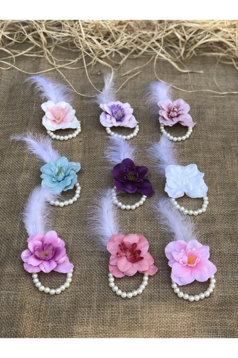Hepsi Bayi Bride To Be Nedime Gelin Bilekliği Tüy ve Inci Boncuk Detaylı Pembe Renkli Bekarlığa Veda Partisi Bilekliği 10 Adet (4767)