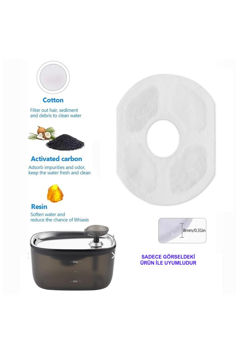Petsi Su Pınarı Aktif Karbon Yedek Filtre 4 Adet (Kiwi KPF-10555 Uyumlu)