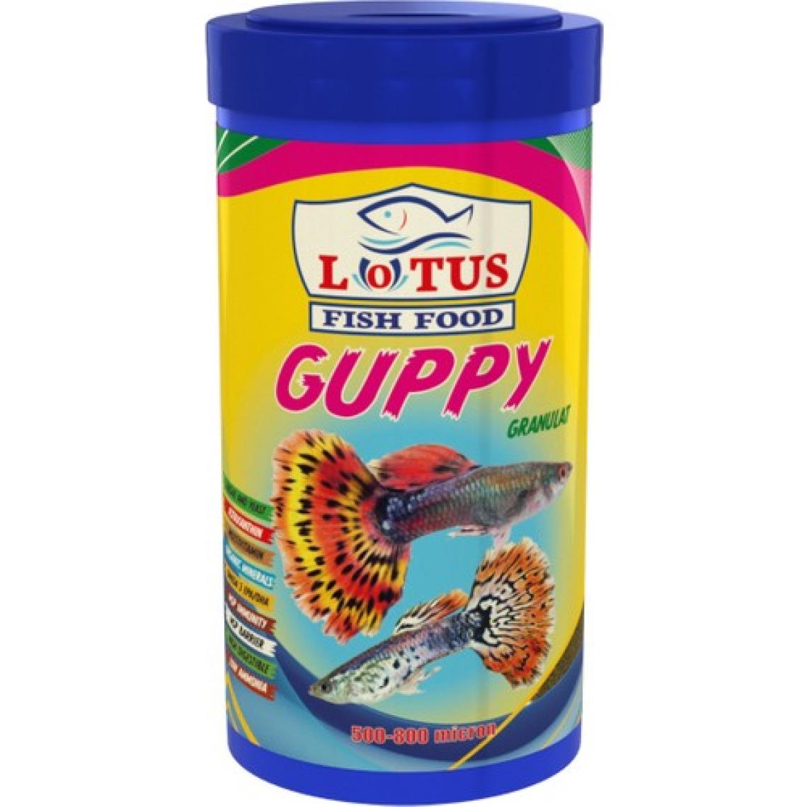 Lepistes Moli Melek Tropikal Akvaryum Balık Yemi Amore Guppy Granules 250+100 ml Lotus ve Vitamini