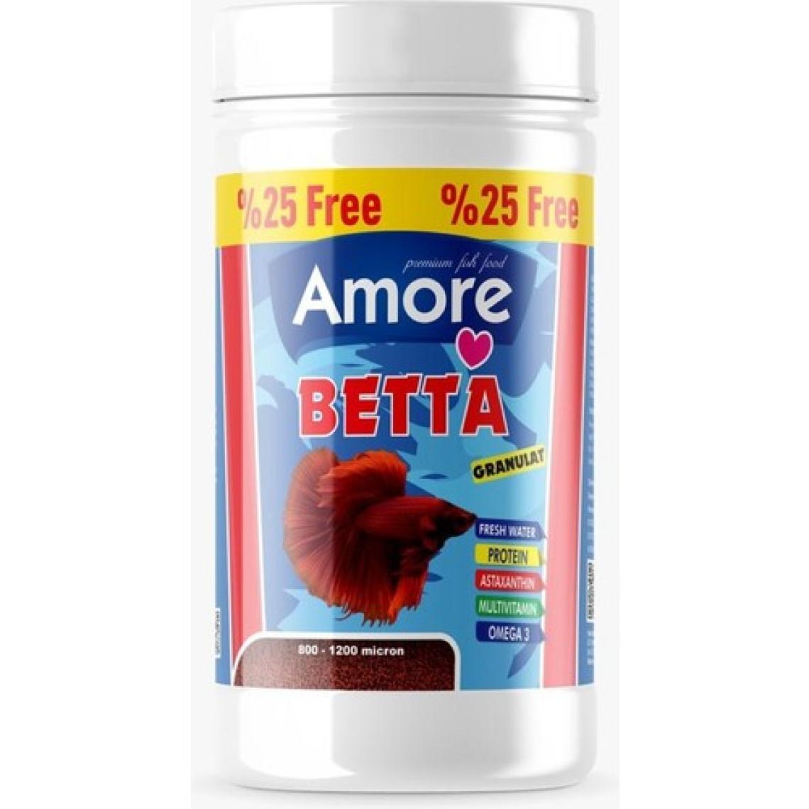 Amore Betta Granulat 125ML Akvaryum Beta Balık Yemi ve Balık Vitamini 56GR