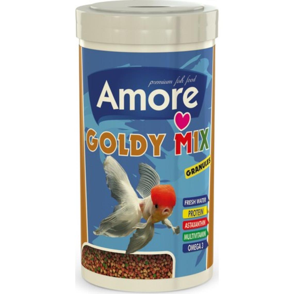 Amore Goldy Mix Granules 250ML Güçlü Bağışıklık ve Sağlıklı Gelişim Parlak Renkler Japon Balık Yemi