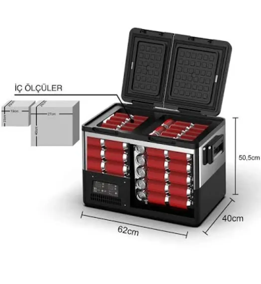 Iceco TCD55 12 - 24 Volt 55 Litre Çift Bölmeli Outdoor Kompresörlü Oto Buzdolabı Dondurucu