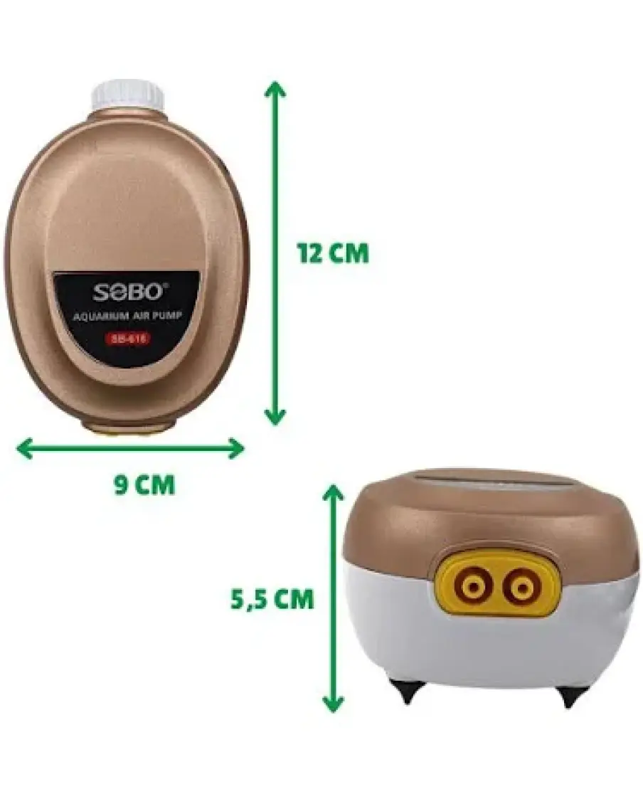 Sobo Sessiz Ayarlanabilir Çift Çıkışlı Akvaryum Hava Motoru 3W 2x3.4lt/dak SB-618