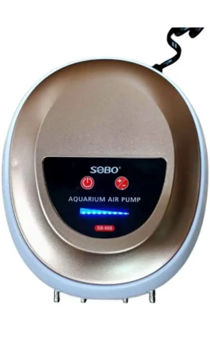Sobo Sessiz Ayarlanabilir Çift Çıkışlı Akvaryum Hava Motoru 3W 2x3.4lt/dak SB-618