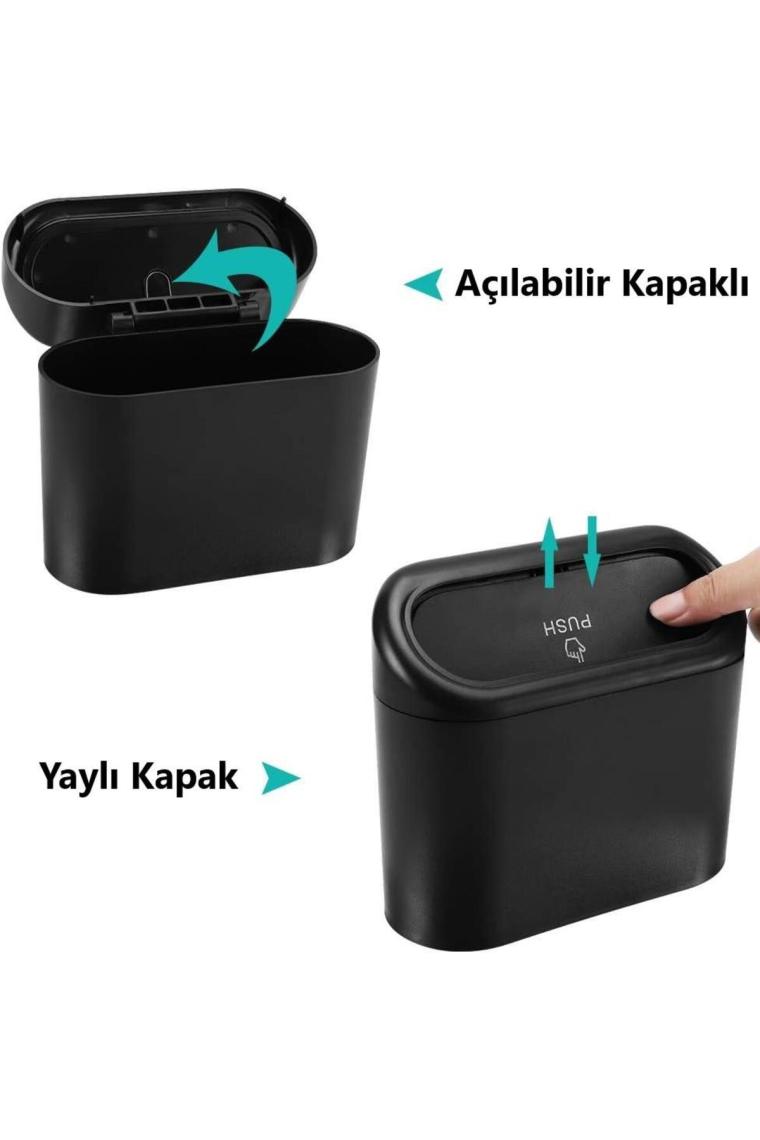 Oto Motto Araba Çöp Kutusu Kapaklı Çöp Kovası Siyah