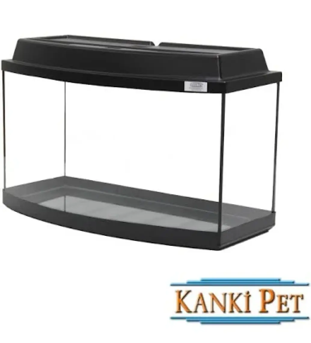 Kanki Pet Mobilyalı Akvaryum 65 Cm Bombeli siyah tam kapaklı