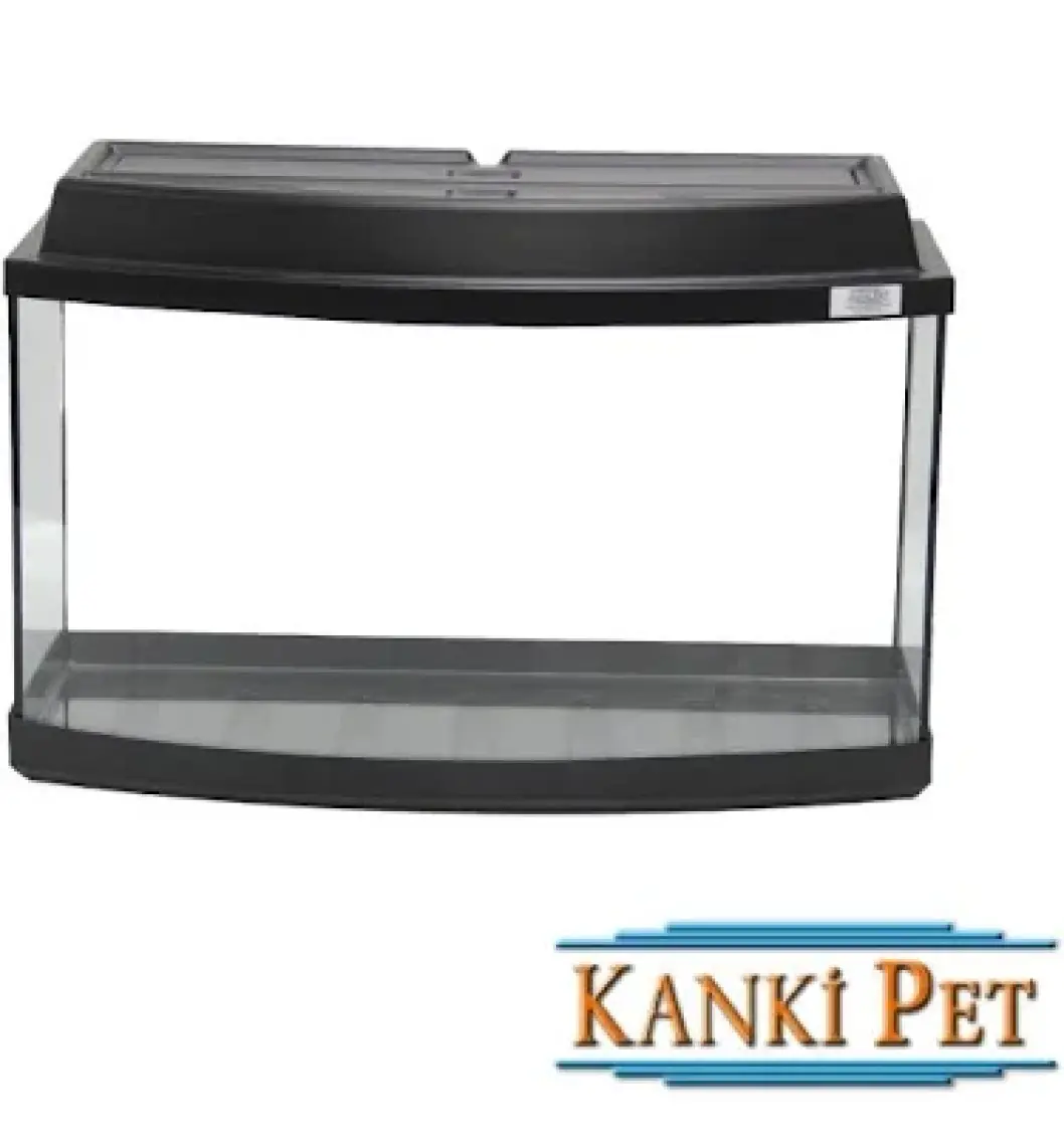 Kanki Pet Mobilyalı Akvaryum 65 Cm Bombeli siyah tam kapaklı