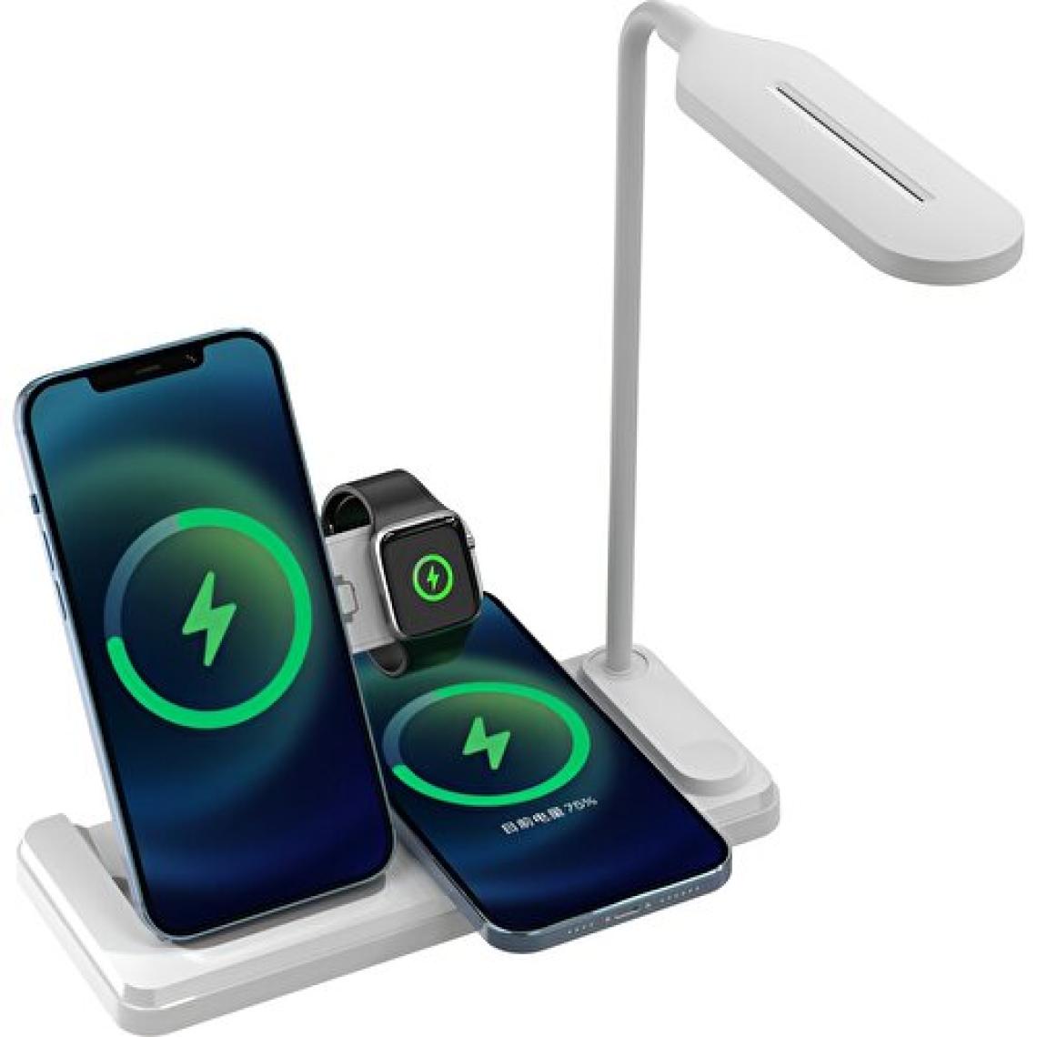 Acl 4 In 1 Çok Fonksiyonlu Kablosuz Şarj LED Masa Lambası Katlanabilir Telefon Saat Kulaklık Şarj Standı