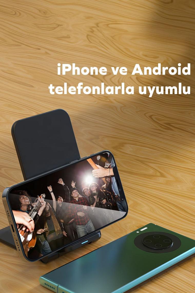 by Deji iPhone-Android Uyumlu 15W Hızlı Wireless Kablosuz Şarj Standı