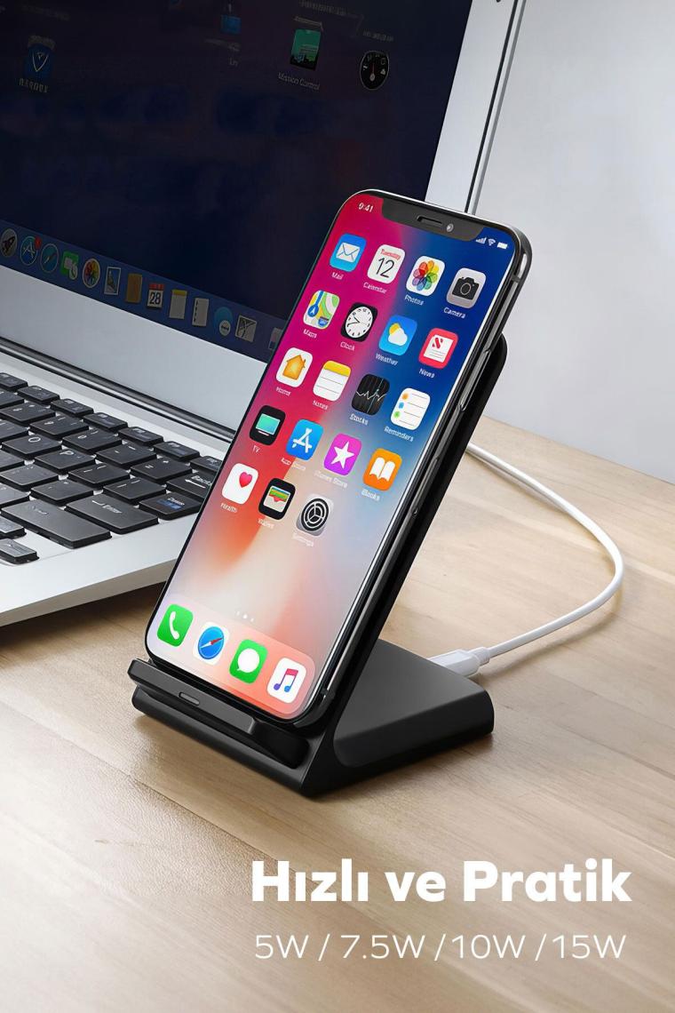by Deji iPhone-Android Uyumlu 15W Hızlı Wireless Kablosuz Şarj Standı