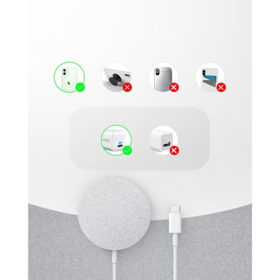 Anker Powerwave Select Plus Type-C Beyaz Kablosuz Şarj Cihazı