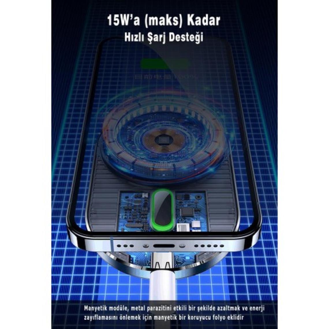 Usams US-CD170 15W 2in1 Typec Magsefe, iPhone Uyumlu Manyetik Kablosuz Şarj ve Araç Içi Telefon Tutucu