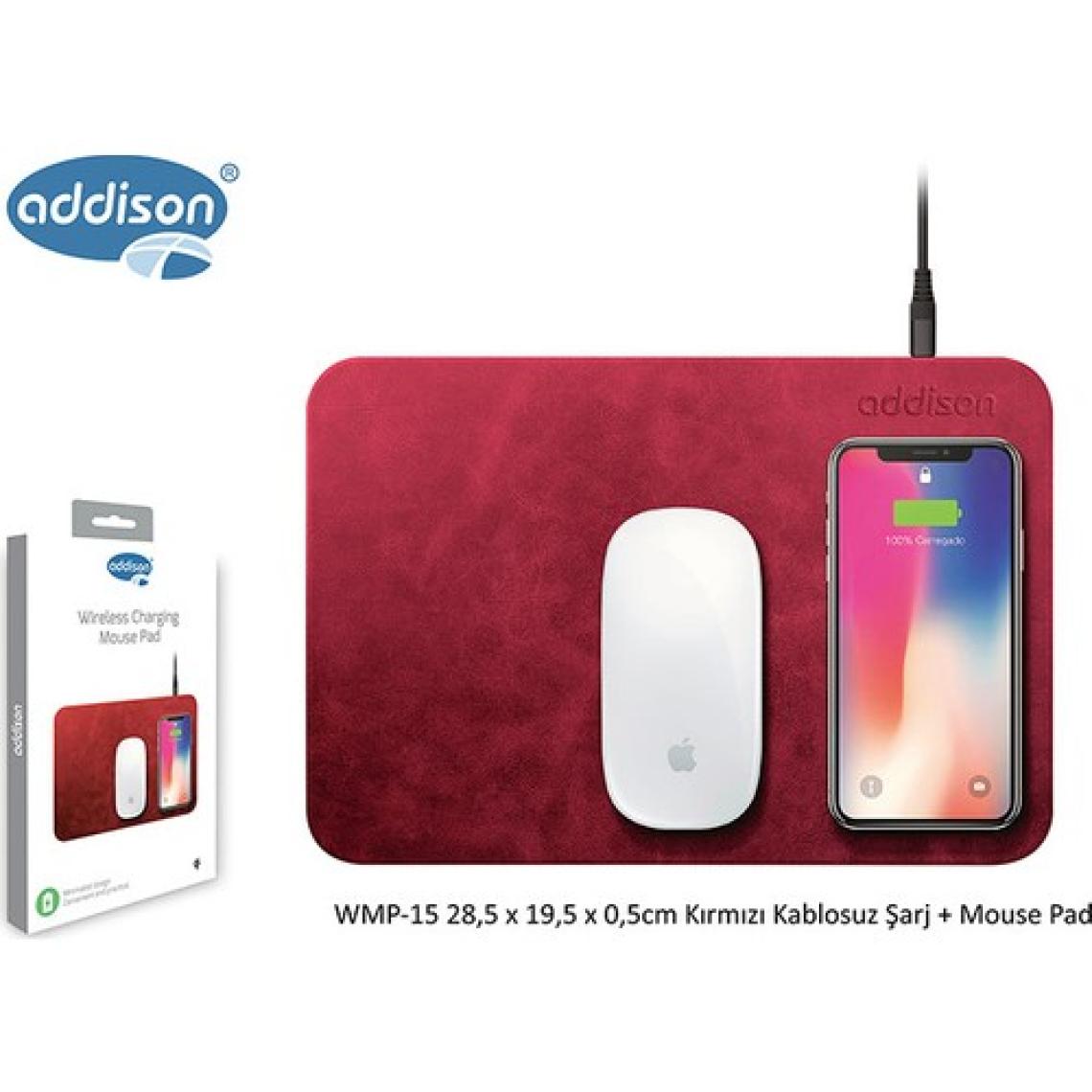 Addison WMP-15 Kablosuz Şarjlı Mouse Pad Kırmızı