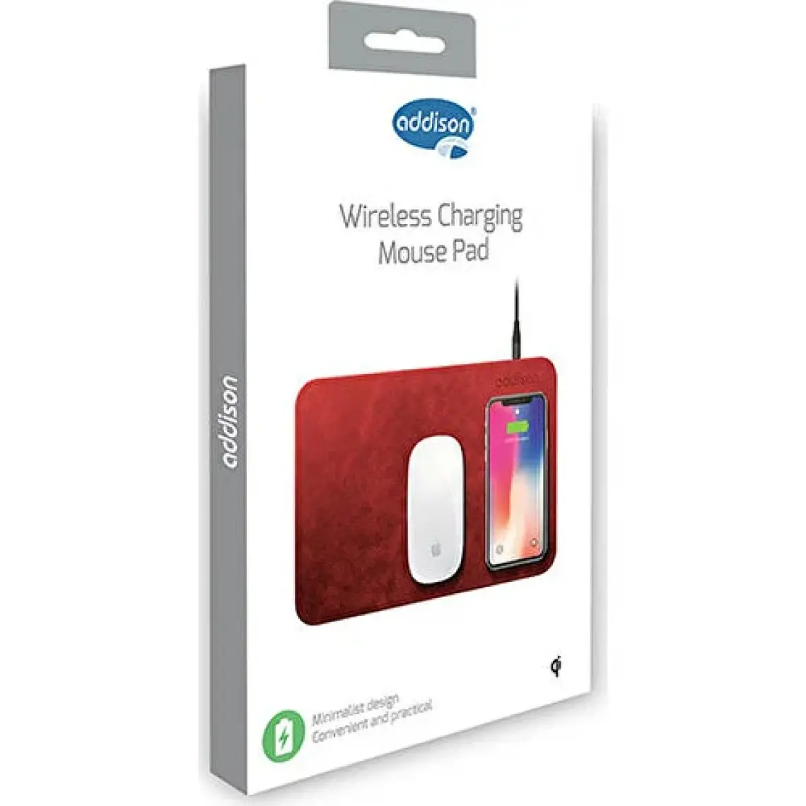 Addison WMP-15 Kablosuz Şarjlı Mouse Pad Kırmızı