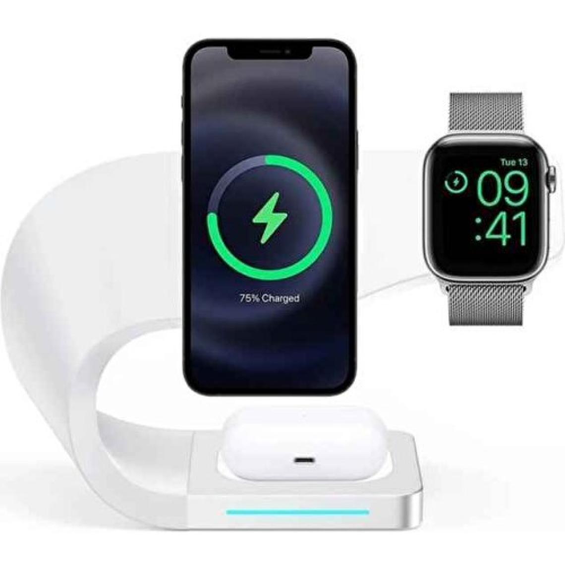 Shaza 4in1 Megsafe 15W Hızlı Kablosuz Şarj Istasyonu Iphone Airpods Watch Uyumlu Beyaz