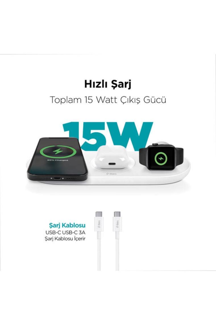 AirCharger Trio 3’ü 1 Arada iPhone + Apple Watch + AirPods Kablosuz Hızlı Şarj Aleti