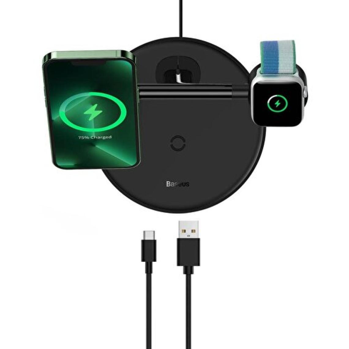 Baseus Swan 3 In 1 Wireless Magnetic Bracket 20W Kablosuz Hızlı Şarj Cihazı Universal Version