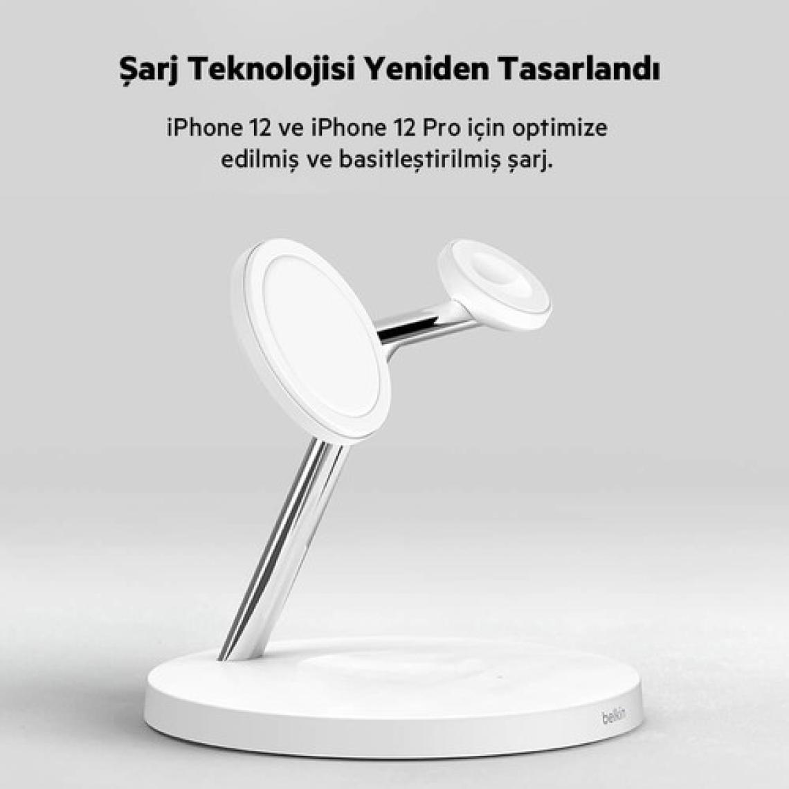 Belkin Boost Charge Pro WIZ009VFWH 3in1 Beyaz Hızlı Kablosuz Şarj Aleti