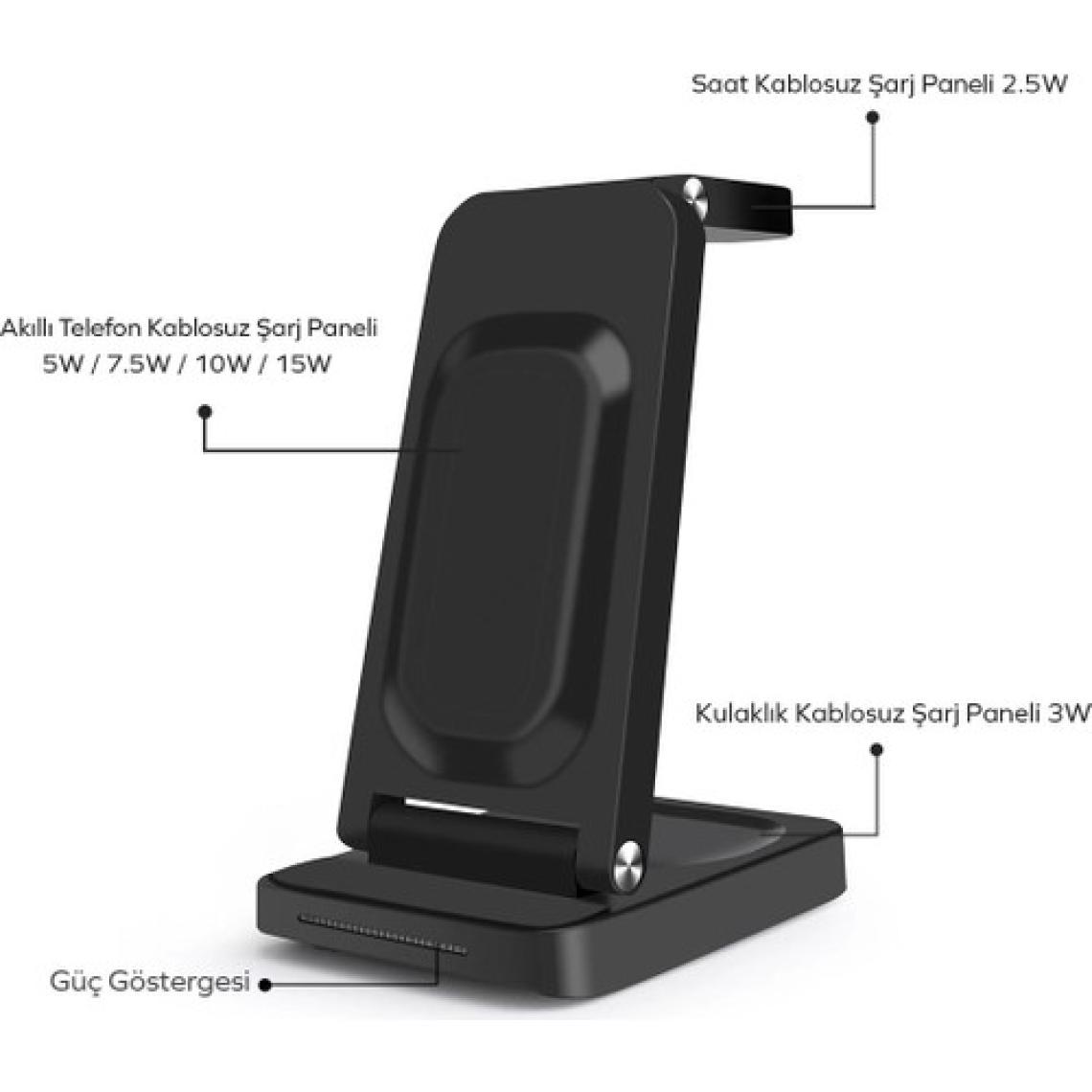 Woyax By Deji Iphone-Watch ve Magsafe Uyumlu Katlanabilir 15W Hızlı Wireless Kablosuz Şarj Standı