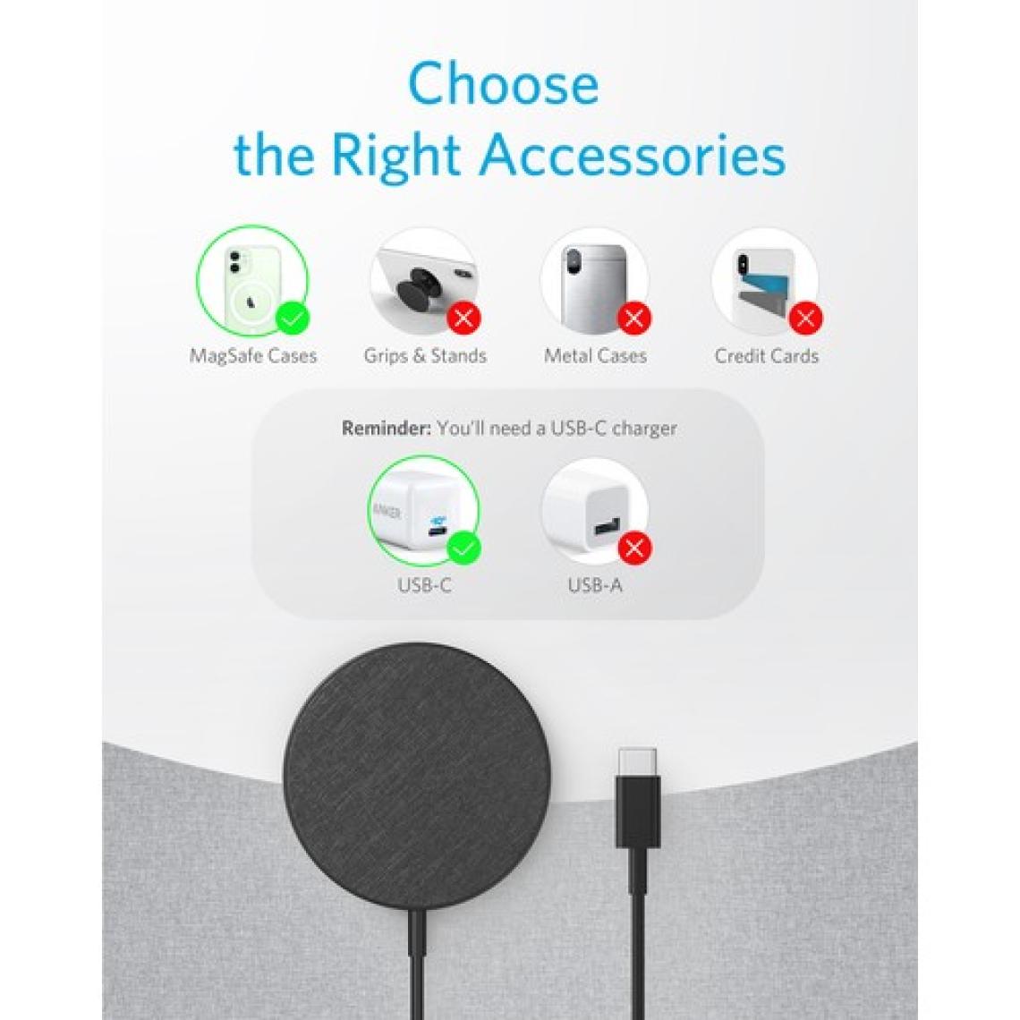 Anker Powerwave Select Plus Type-C Siyah Kablosuz Şarj Cihazı