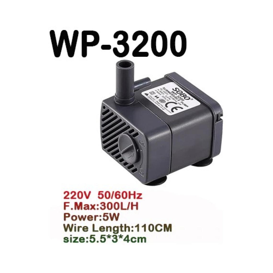Sobo WP-3200 Akvaryum Kafa Sump Motoru 5W 300 Lt Saat