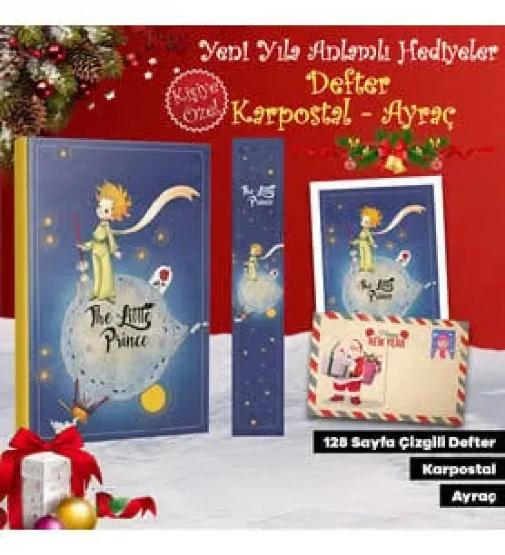 Halk Kitabevi Kartpostallı Hediye Seti - 1 Little Prince 128 Sayfa Defter 1 Kartpostal 1 Ayraç