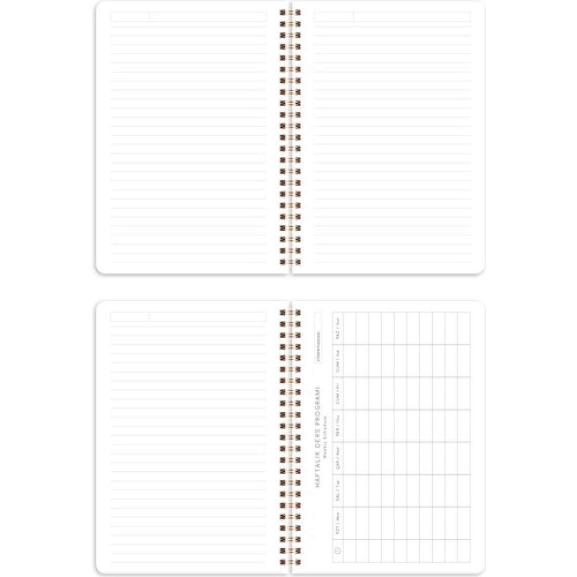 A5 Spiralli Karton Kapak 2’li Set Çizgili Okul Defteri 80 yaprak, Ders Programlı Çilek