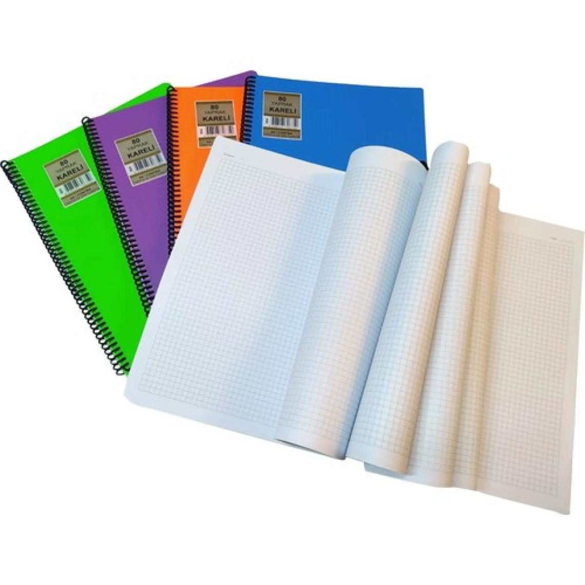 Saray  A4 Plastik Pp Kapak Spiralli 80 Yaprak Kareli Defter Contra Sry