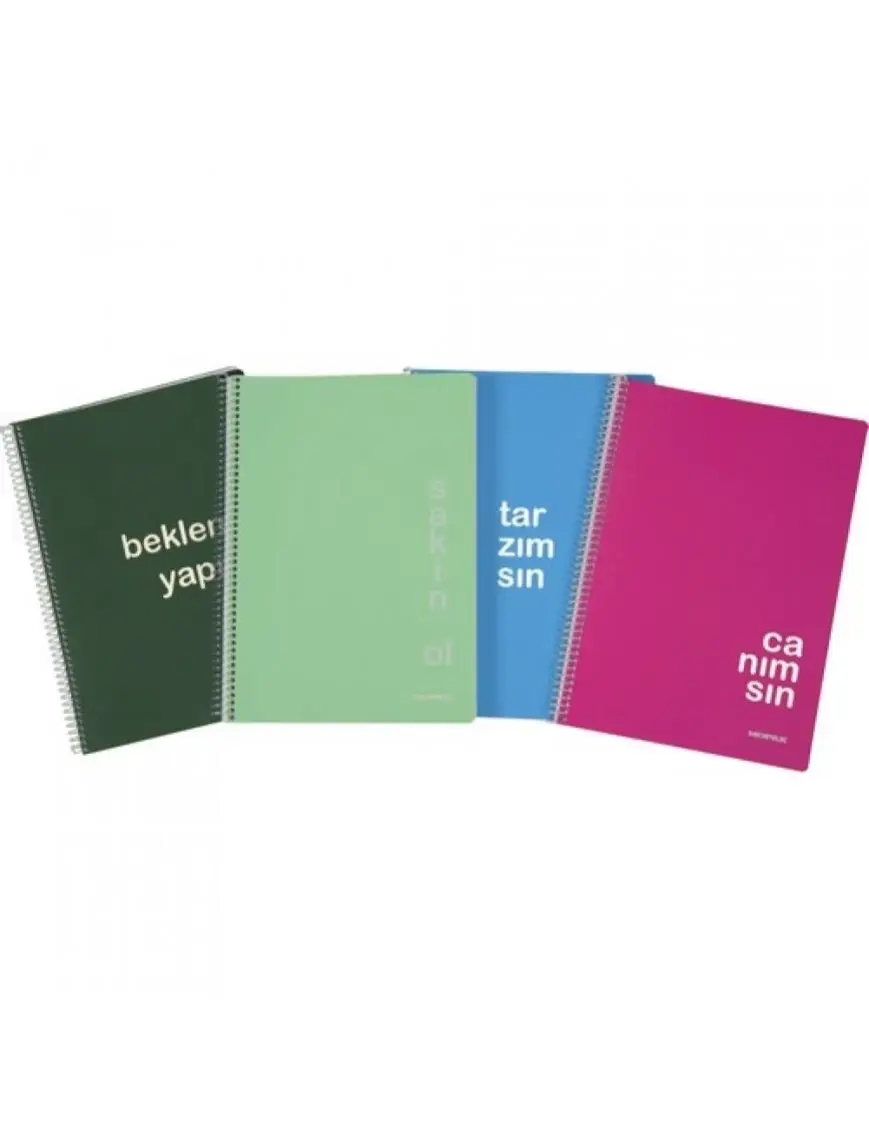 Mopak 96 Yaprak Çizgili A4 Spiralli Karton Kapak Defter