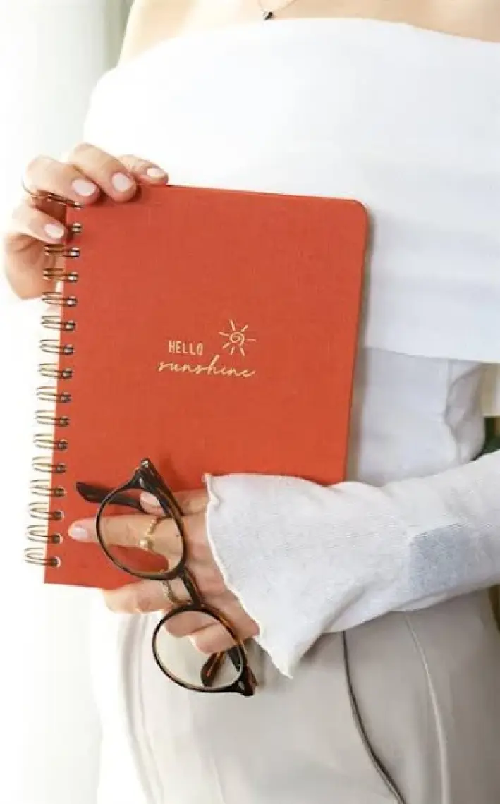 Paperora A5 Spiralli Sert Kapak Keten Kareli Tarihsiz Not Defteri Mercan