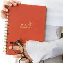 Paperora A5 Spiralli Sert Kapak Keten Kareli Tarihsiz Not Defteri Mercan