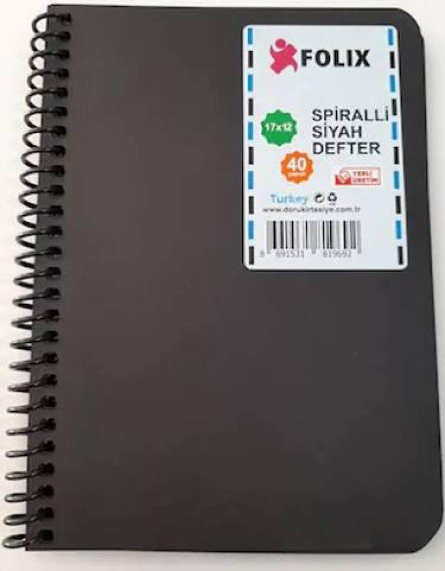 Folix Spiralli Siyah Defter 40 Yaprak