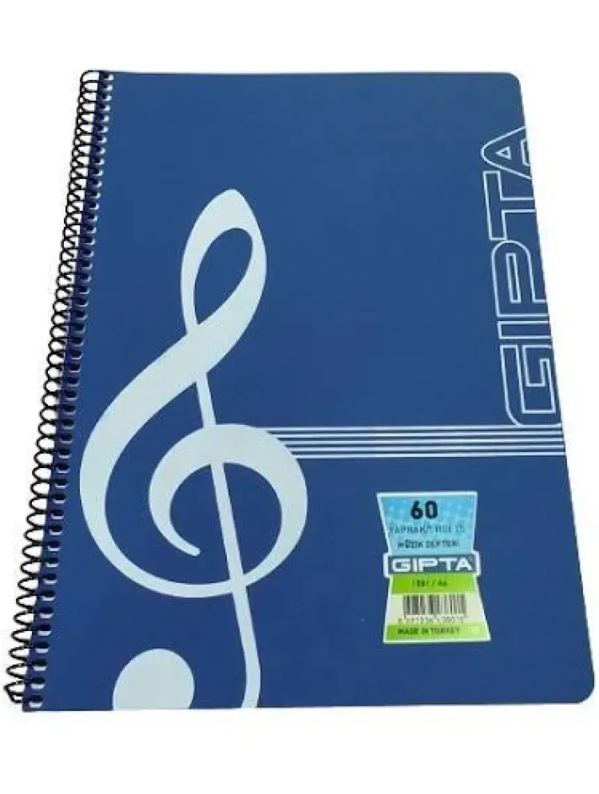 Gıpta Spiralli Plastik Kapak Müzik Defteri A4 60 Yaprak