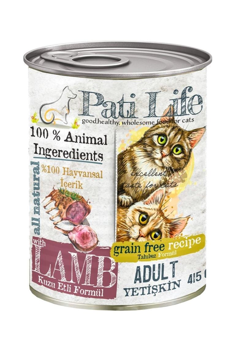 Pati Life Patilife Yetişkin Kedi Konservesi Kuzu Etli 415 gr 24 Adet