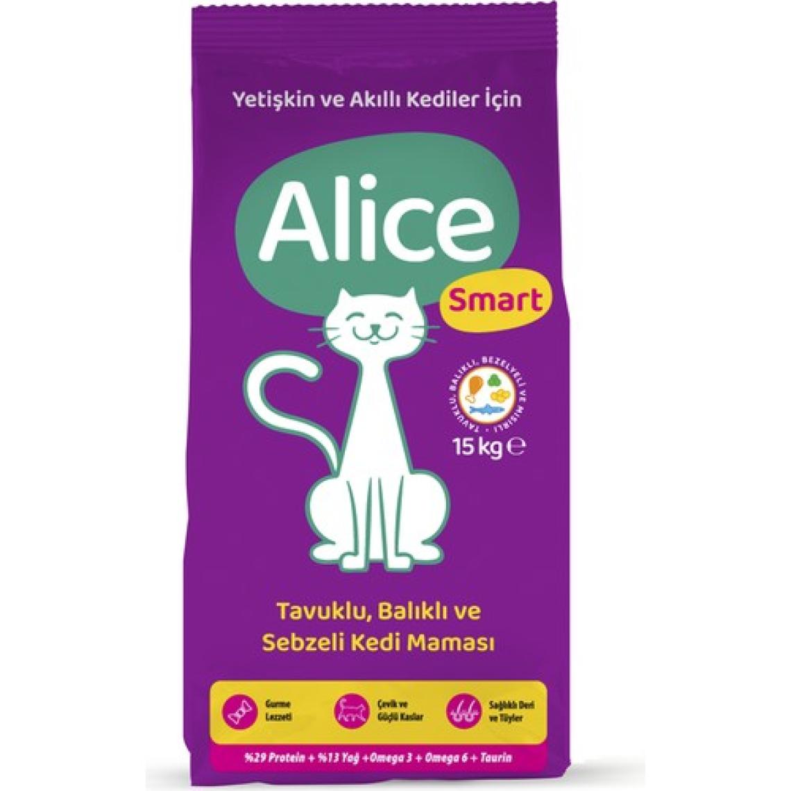 Alice Smart Balıklı Ve Tavuklu Yetişkin Kuru Kedi Maması 15 Kg