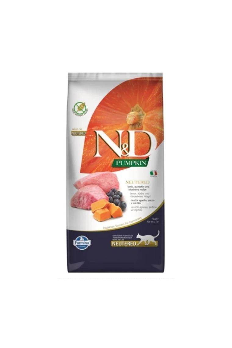 N&D Pumpkin Balkabaklı Kuzu Etli ve Yaban Mersinli Kısırlaştırılmış 5 kg Kedi Maması