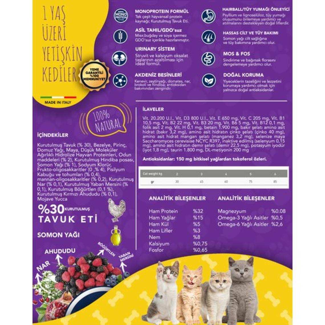 Exclusion Monoprotein Düşük Tahıllı Tavuklu 1.5 kg Yetişkin Kedi Maması