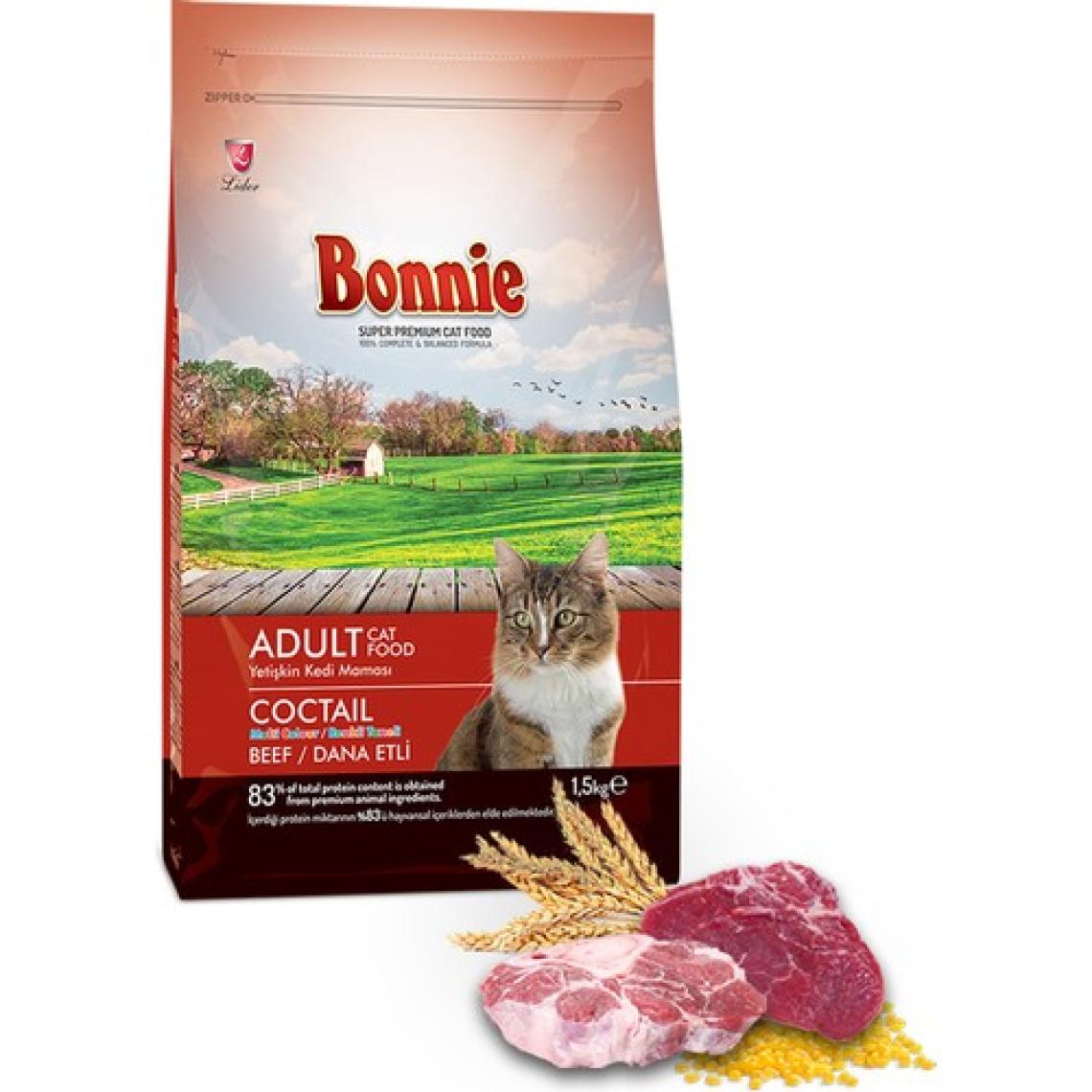 Bonnie Renkli Taneli Sığır Etli Yetişkin Kedi Maması 1,5 Kg