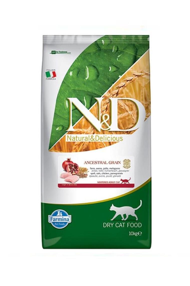 N&D Düşük Tahıllı Tavuklu ve Narlı Kısırlaştırılmış 10 kg Yetişkin Kedi Maması