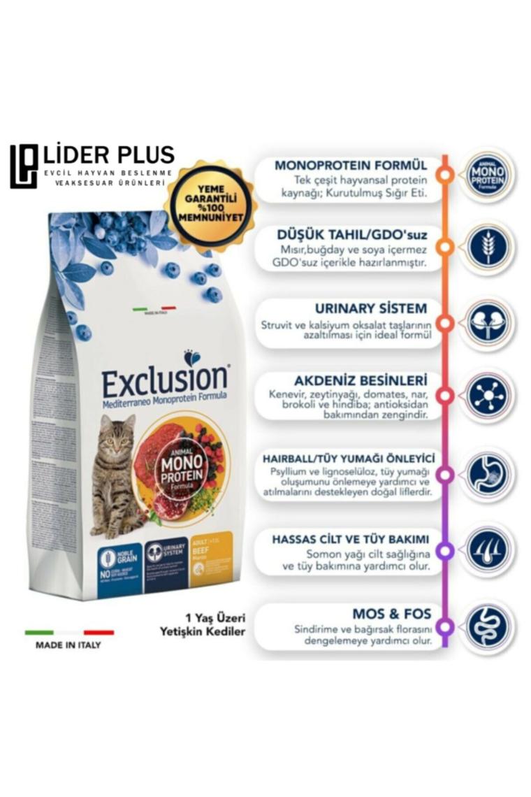 Düşük Tahıllı Monoprotein Sığır Etli Yetişkin Kedi Maması 1.5 Kg