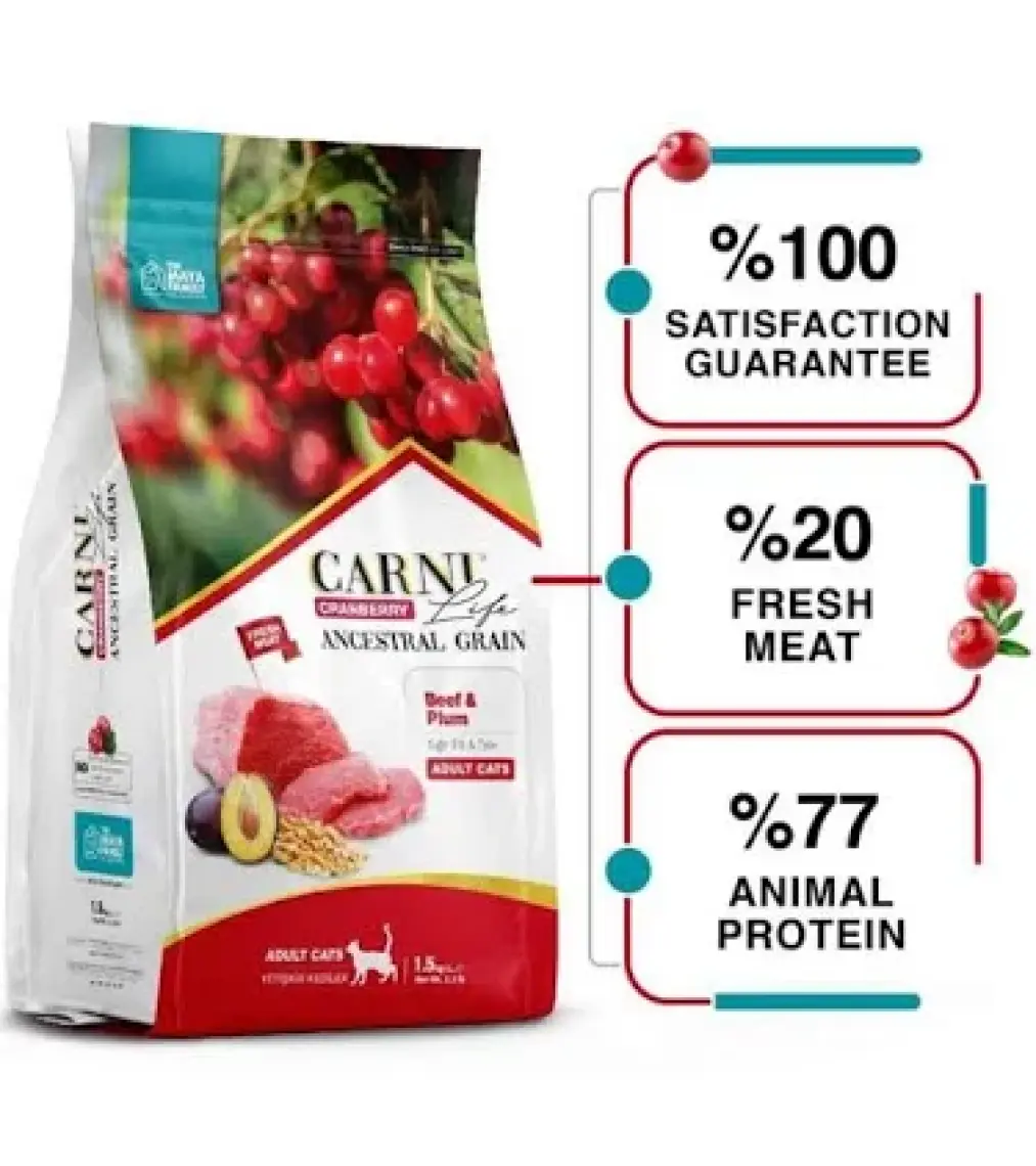 Carni Life Cranberry Sığır Eti ve Erikli Yetişkin Kedi Maması 10 kg