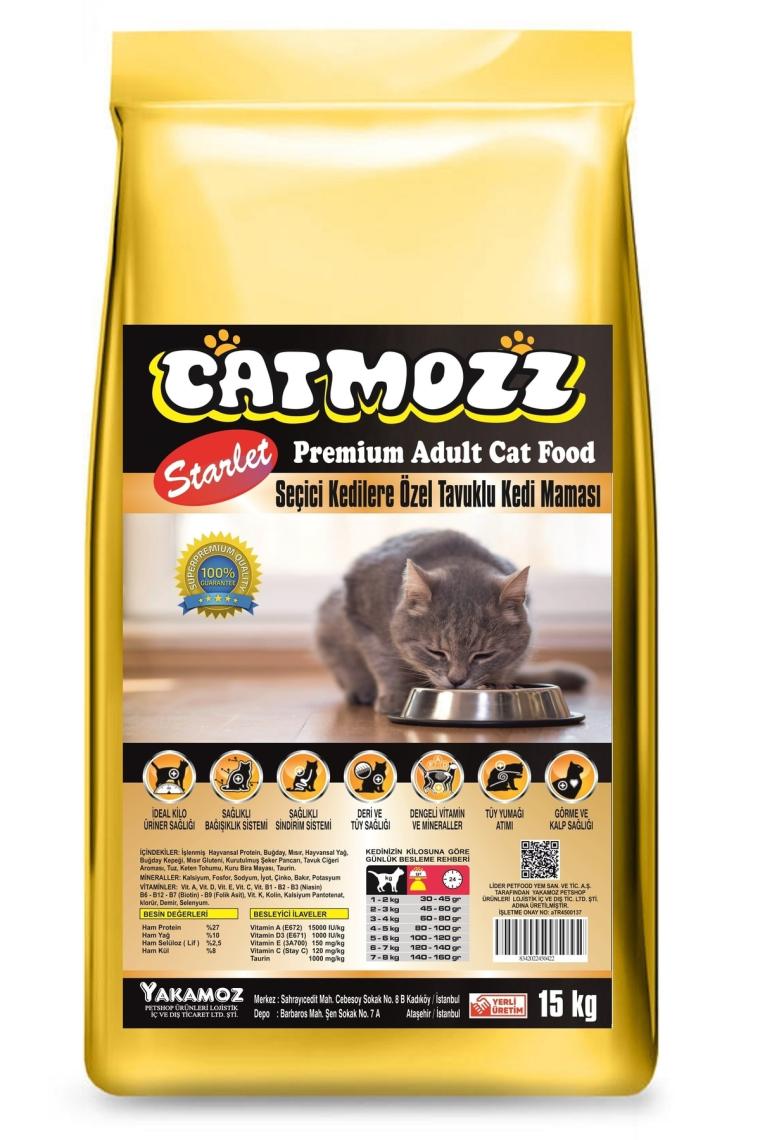 Catmozz  Starlet Tavuklu Seçiçi Kedilere Özel Tavuklu Yetişkin Kedi Maması 15 kg