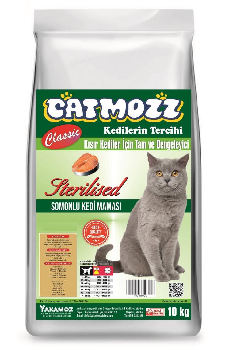 Catmozz Sterilised Kısırlaştırılmış Somonlu 10 kg Yetişkin Kedi Maması