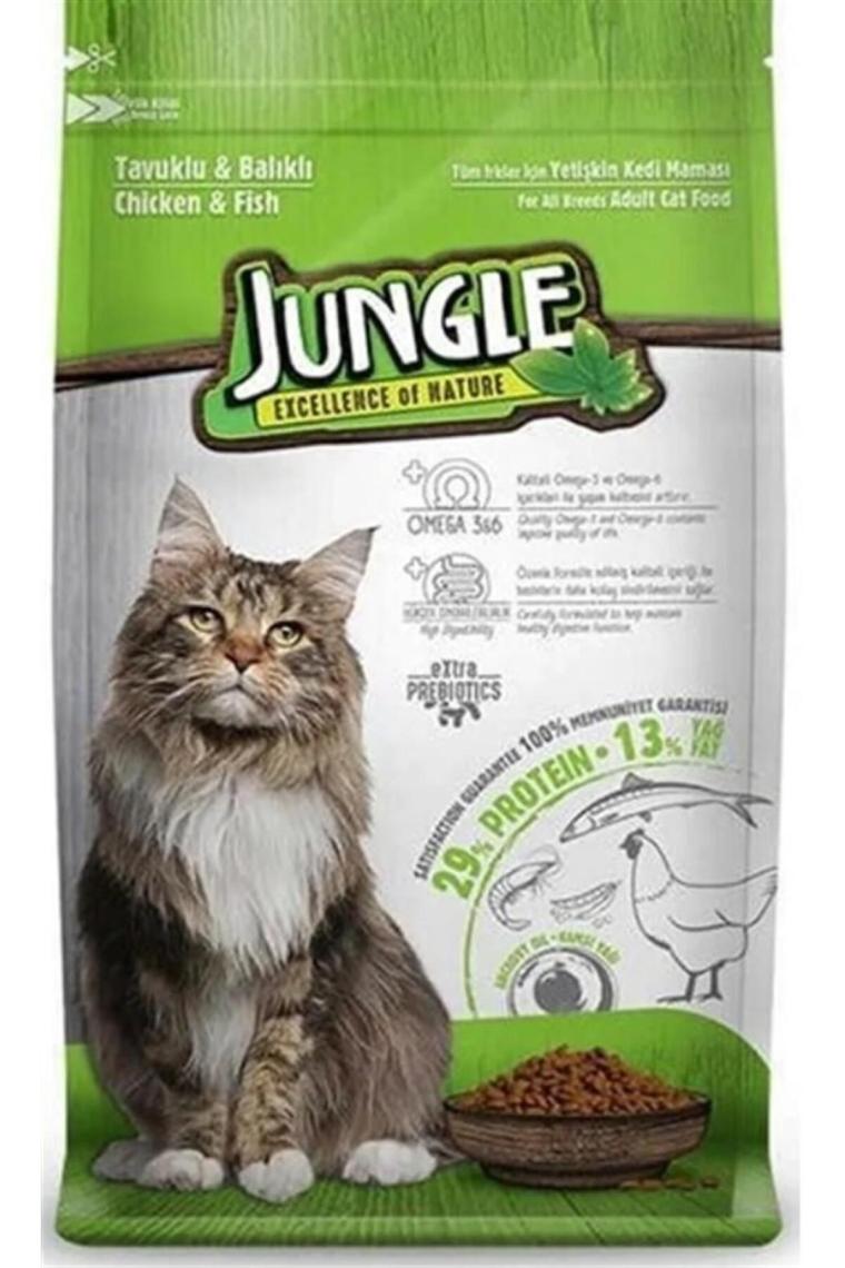 Jungle Tavuklu ve Balıklı 15 kg Yetişkin Kedi Maması