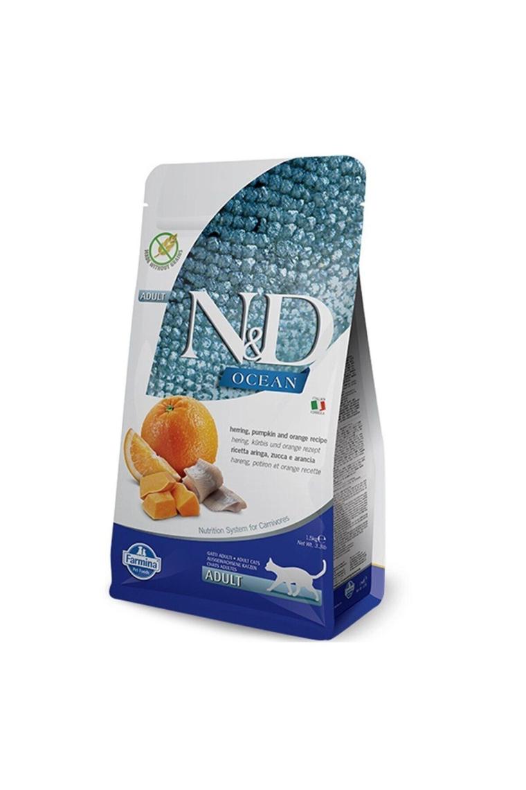 Ocean Tahılsız Ringa Balığı & Balkabaklı Ve Portakallı Yetişkin Kedi Kuru Maması 1.5 Kg
