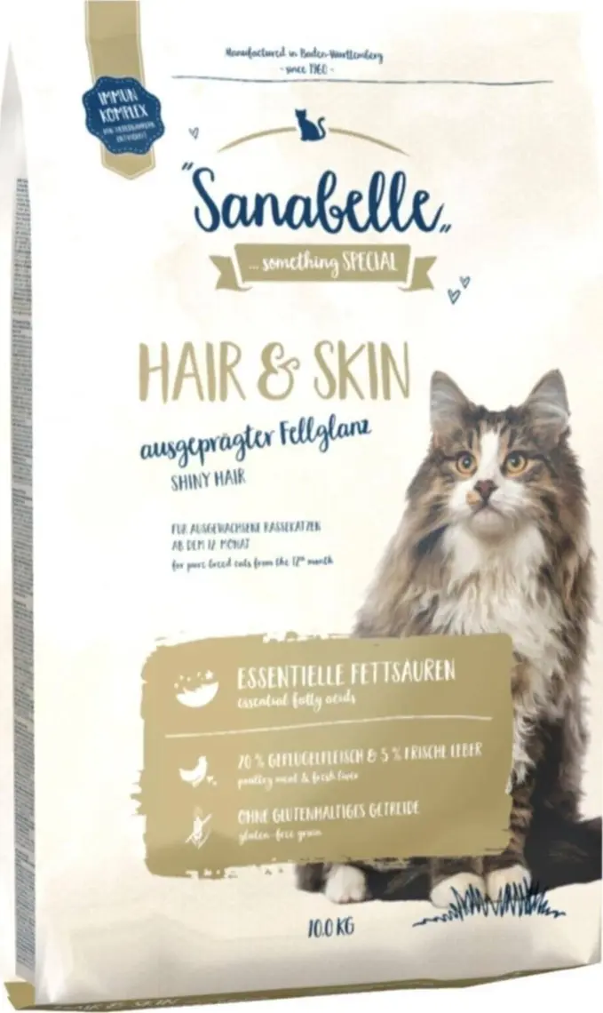 Sanabelle Hair Skin Glutensiz Tahılsız Tüy ve Deri Sağlığı Kedi Maması 10 kg