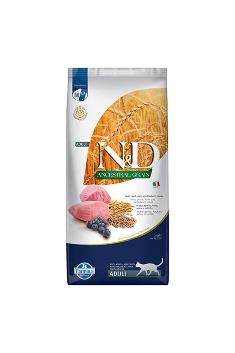 N&D Düşük Tahıllı Kuzu Etli ve Yaban Mersinli 10 kg Yetişkin Kuru Kedi Maması